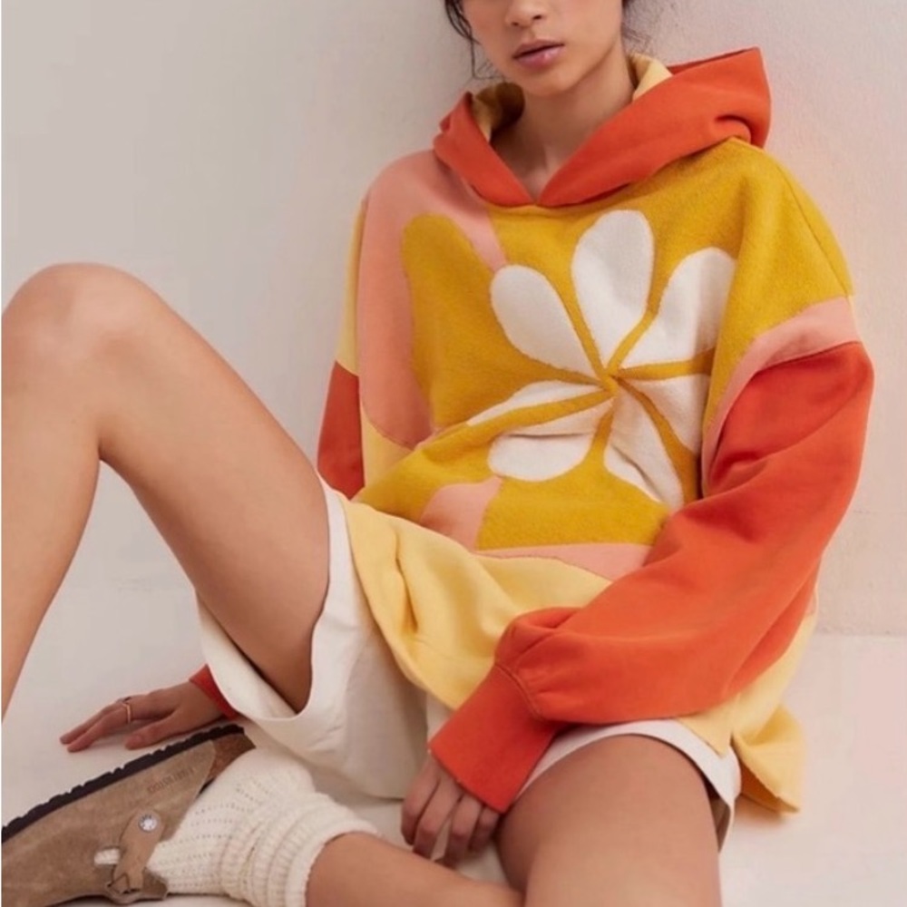 NWT Free People Clover Sweatshirt in Orange Combo